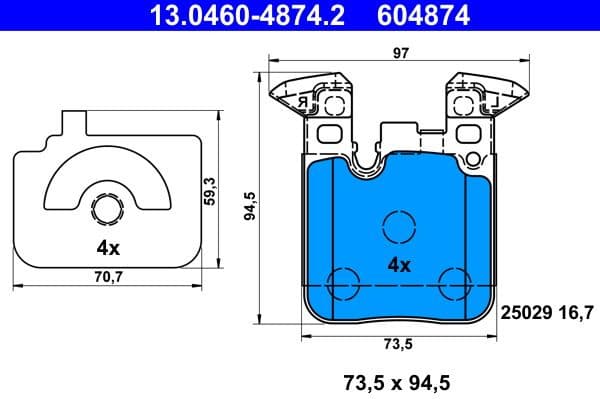 Brake Pad Set, disc brake 13.0460-4874.2 - image 2