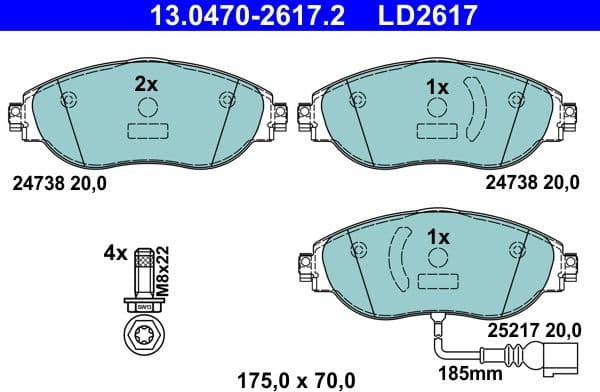 Brake Pad Set, disc brake ATE Ceramic 13.0470-2617.2 - image 2