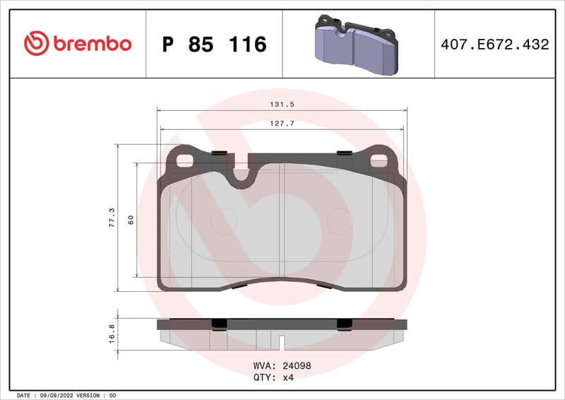 Brake Pad Set, disc brake PRIME LINE P85116 - image 3