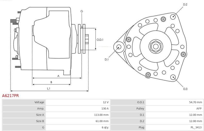Alternator Remanufactured AS A6217PR - image 5