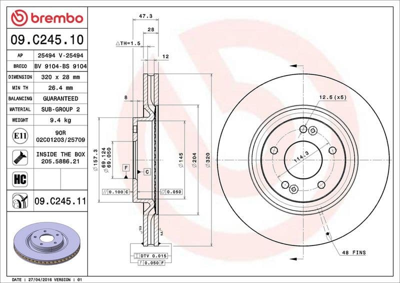 Brake Disc PRIME LINE - UV Coated 09.C245.11 - image 3