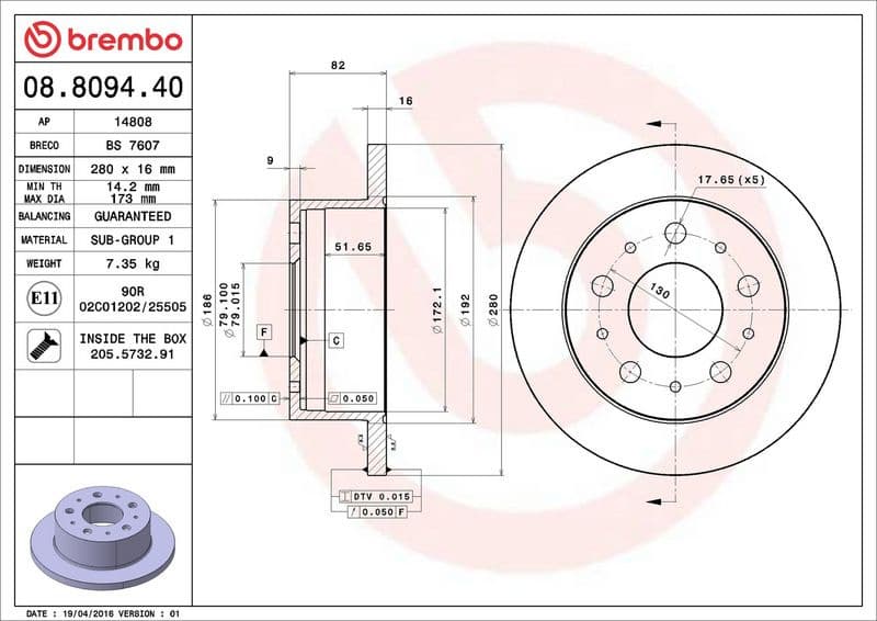 Brake discs kit rear, (2pcs), Top Quality 08.8094.40 - image 3