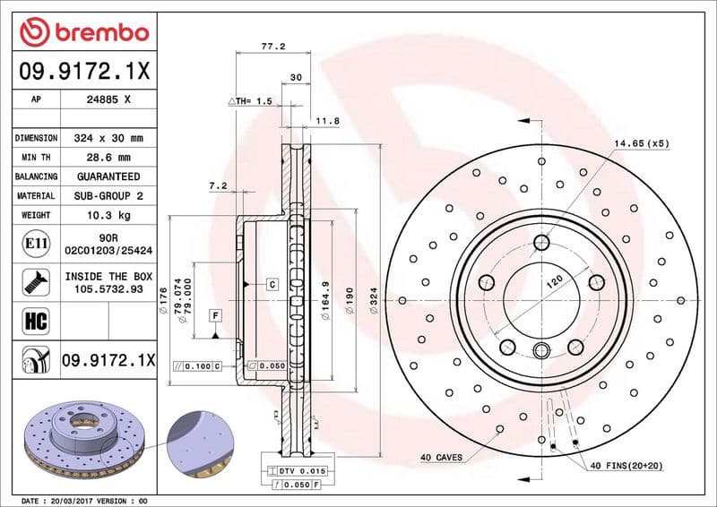 Brake Disc XTRA LINE - Xtra 09.9172.1X - image 3