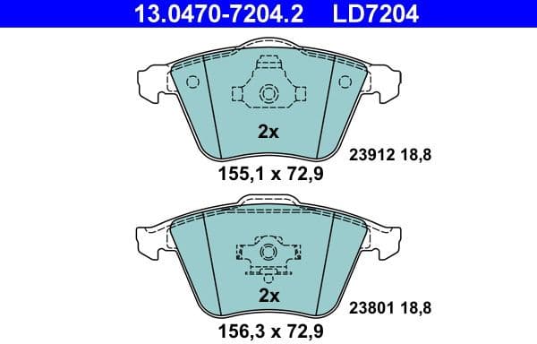 Brake Pad Set, disc brake ATE Ceramic 13.0470-7204.2 - image 2