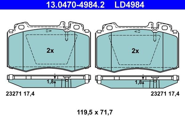 Brake Pad Set, disc brake ATE Ceramic 13.0470-4984.2 - image 2