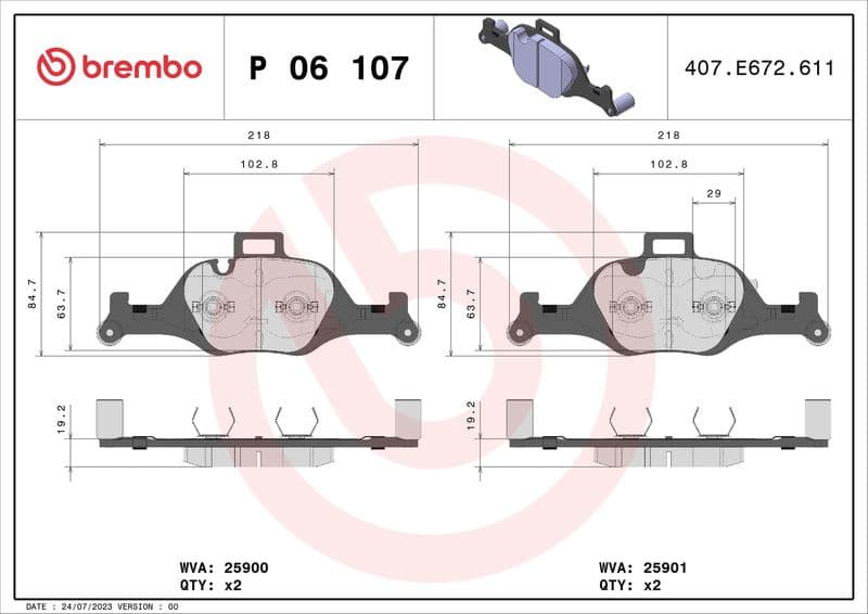 Brake pads front, Top Quality P06107 - image 3