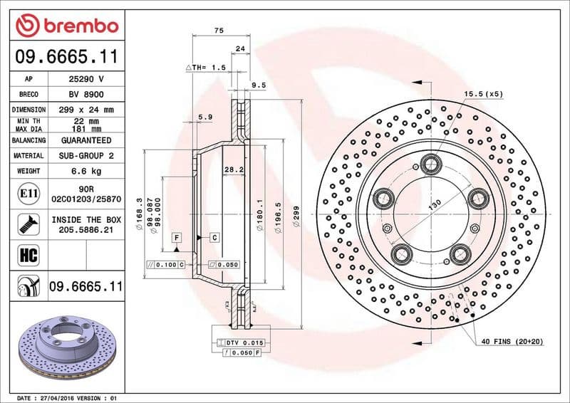 Brake Disc PRIME LINE - UV Coated 09.6665.11 - image 3