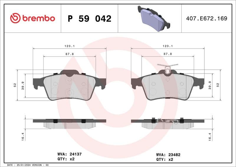 Brake pads rear, Top Quality P59042 - image 3