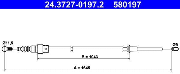 Cable Pull, parking brake 24.3727-0197.2 - image 2