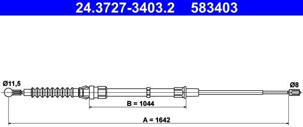 Cable Pull, parking brake 24.3727-3403.2 - image 3