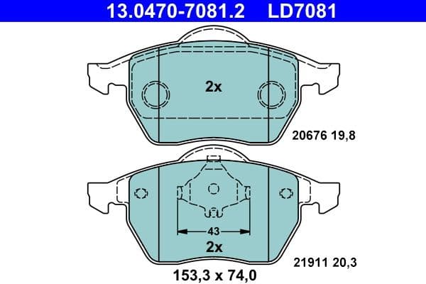 Brake Pad Set, disc brake ATE Ceramic 13.0470-7081.2 - image 2