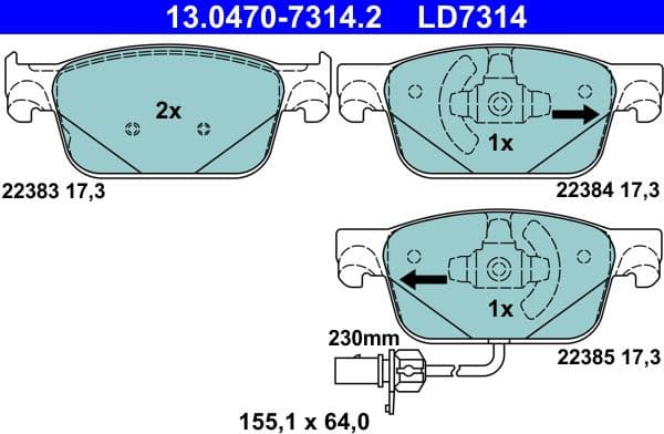 Brake Pad Set, disc brake ATE Ceramic 13047073142 - image 2