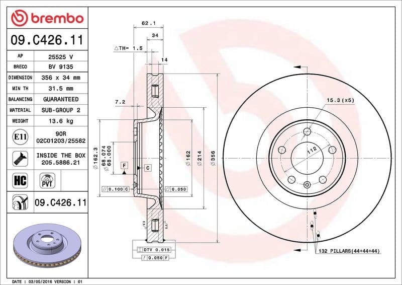 Brake Disc PRIME LINE - UV Coated 09.C426.11 - image 2