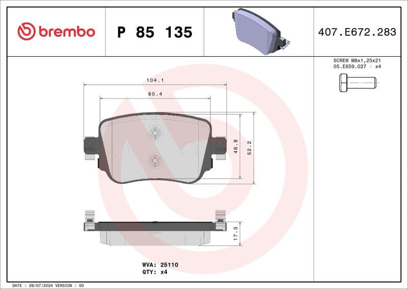 Brake pads rear, Top Quality P85135 - image 3