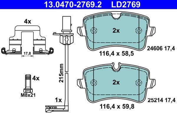 Brake Pad Set, disc brake ATE Ceramic 13.0470-2769.2 - image 2