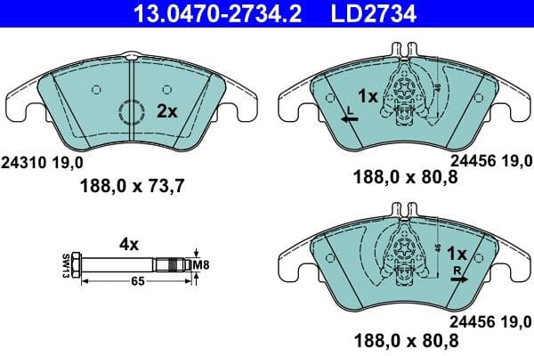 Brake Pad Set, disc brake ATE Ceramic 13.0470-2734.2 - image 2