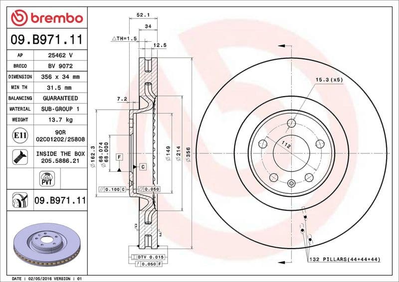 Brake Disc PRIME LINE - UV Coated 09.B971.11 - image 3