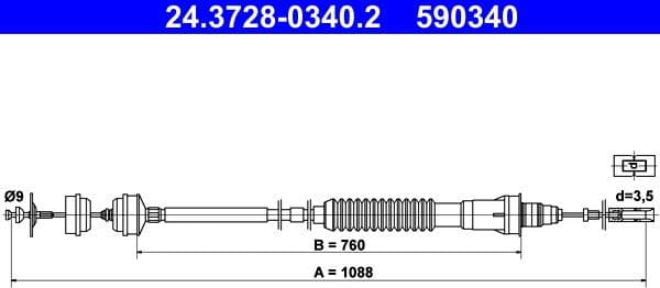 Cable Pull, clutch control 24.3728-0340.2 - image 3