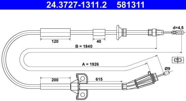 Cable, parking brake 24.3727-1311.2 - image 3