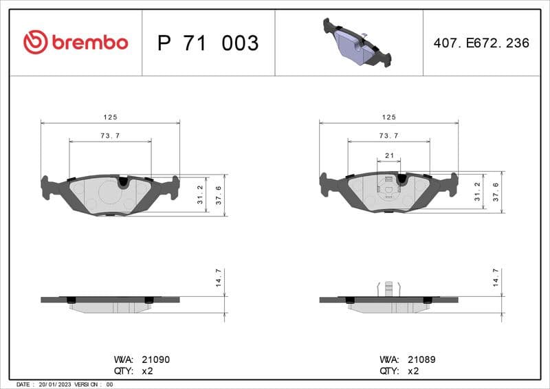 Brake Pad Set, disc brake PRIME LINE P71003 - image 3