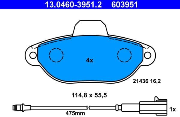 Brake Pad Set, disc brake 13.0460-3951.2 - image 2