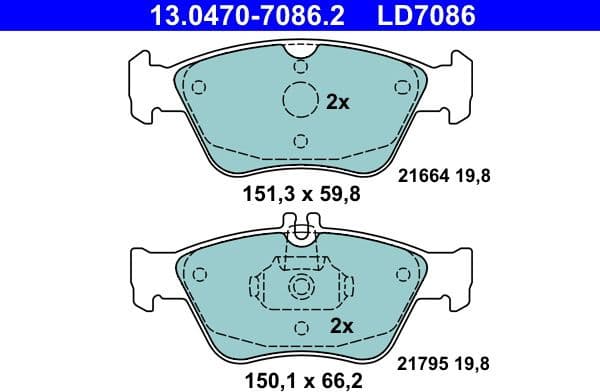 Brake Pad Set, disc brake ATE Ceramic 13.0470-7086.2 - image 3
