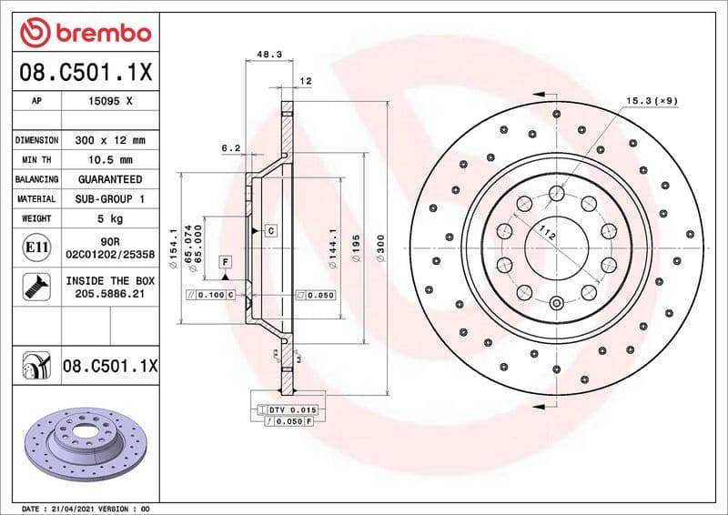 Brake Disc XTRA LINE - Xtra 08.C501.1X - image 2
