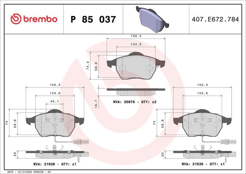Brake pads front, Top Quality P85037 - image 3