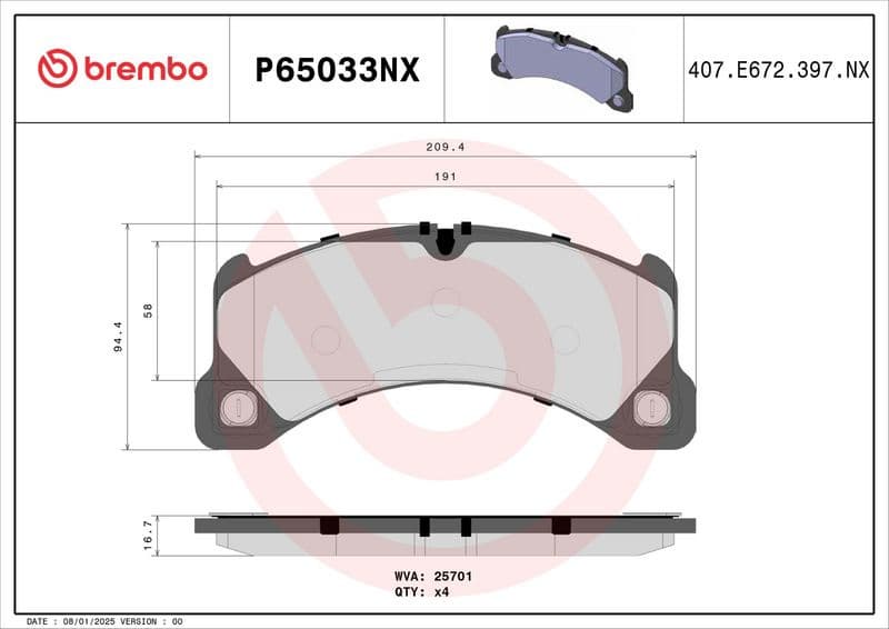 Brake Pad Set, disc brake XTRA LINE - Ceramic P 65 033NX