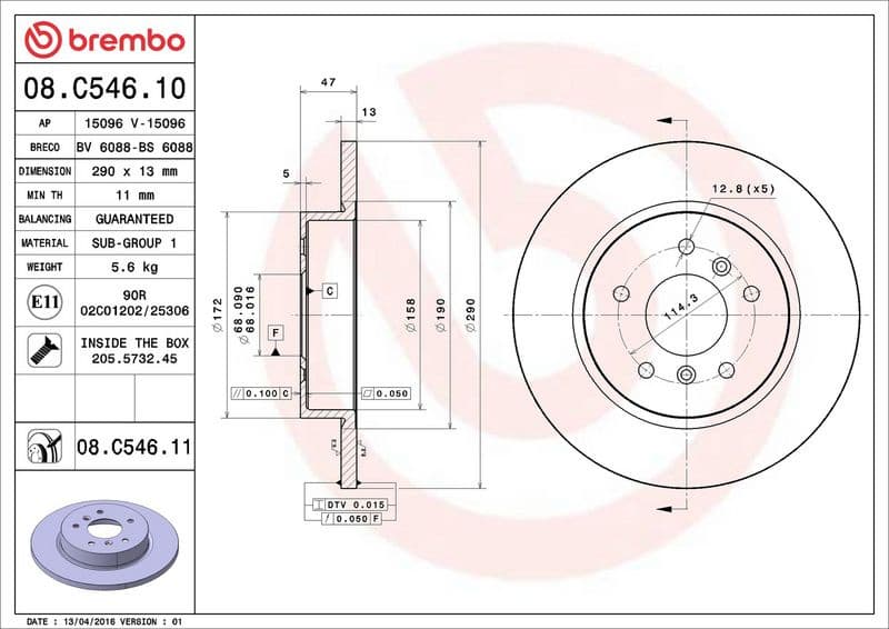 Brake discs kit rear, (2pcs), Top Quality 08.C546.11 - image 3