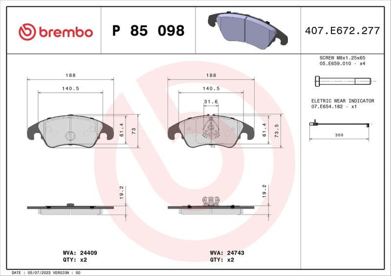 Brake pads front, Top Quality P85098 - image 2