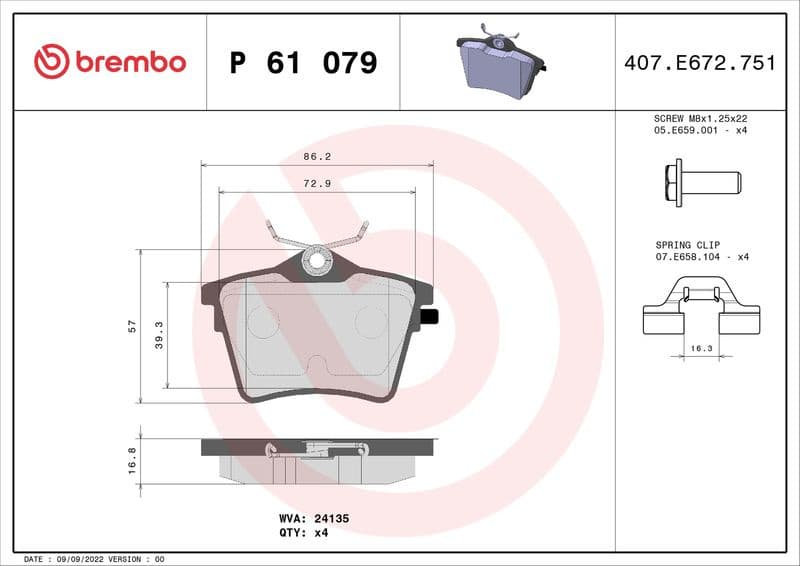 Brake pads rear, Top Quality P61079 - image 3