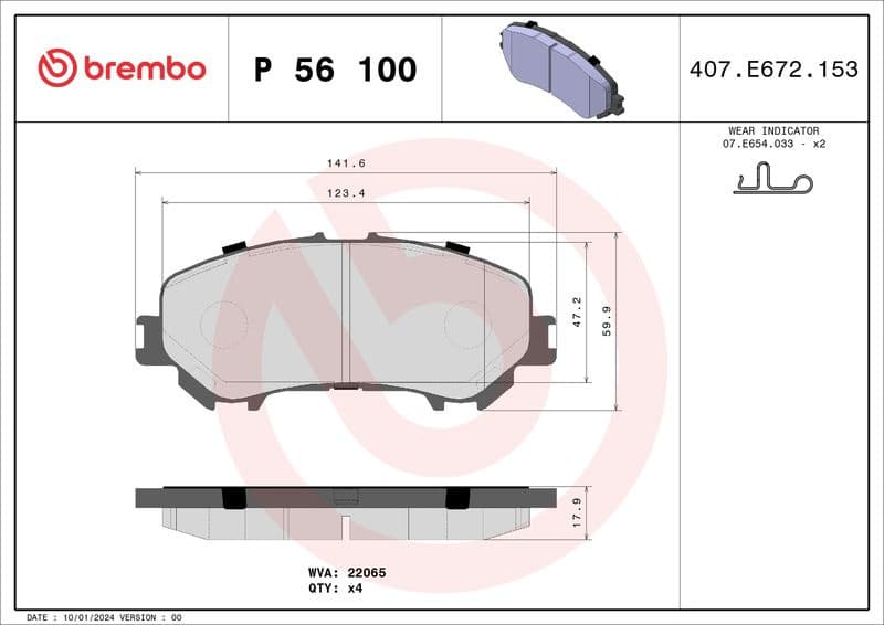 Brake pads front, Top Quality P56100 - image 3
