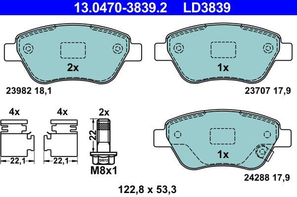 Brake Pad Set, disc brake ATE Ceramic 13.0470-3839.2 - image 2
