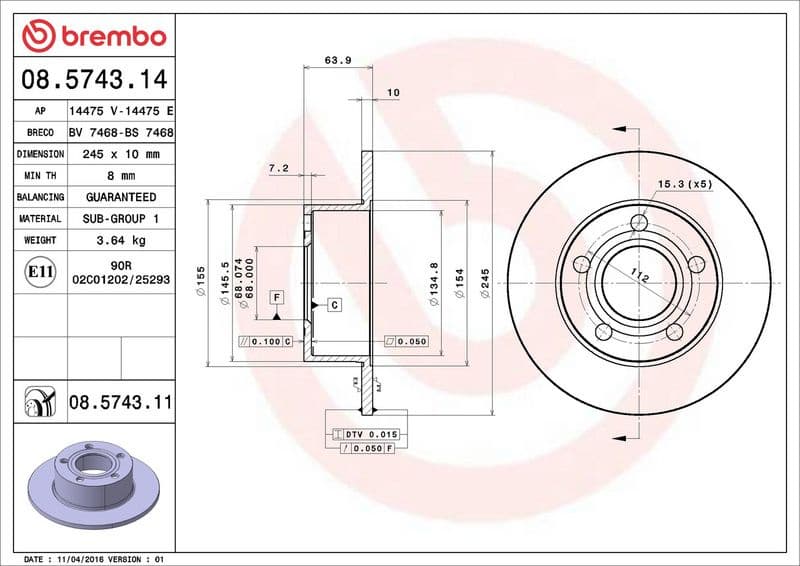 Brake Disc PRIME LINE - UV Coated 08.5743.11 - image 3