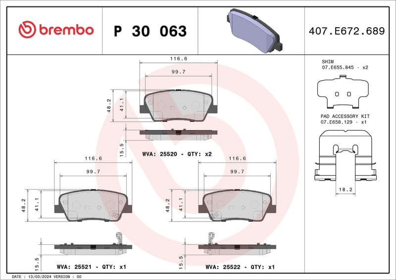 Brake pads rear, Top Quality P30063 - image 3