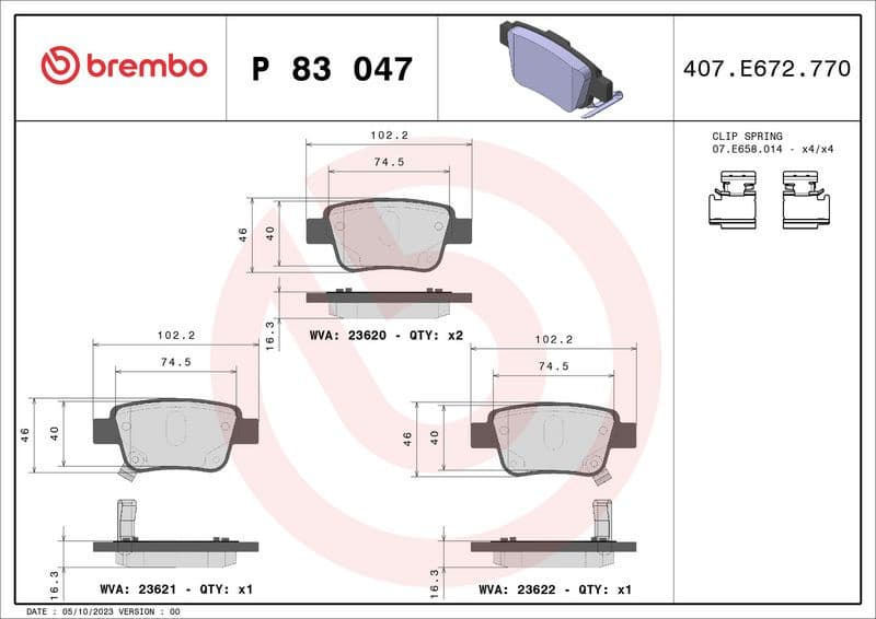 Brake pads rear, Top Quality P83047 - image 3
