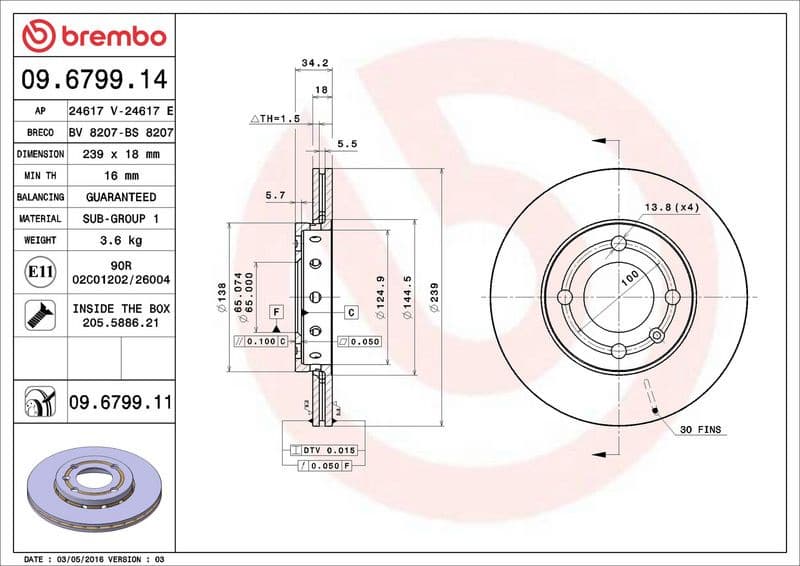 Brake Disc PRIME LINE - UV Coated 09.6799.11 - image 3