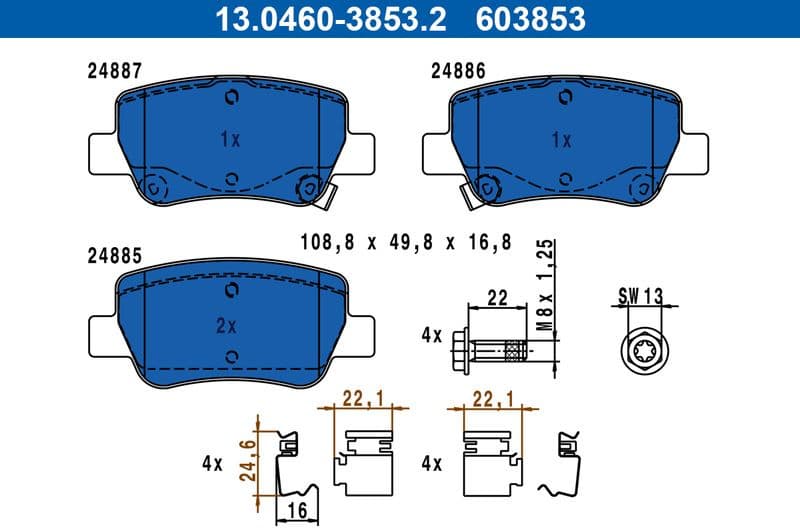 Brake Pad Set, disc brake 13.0460-3853.2 - image 2