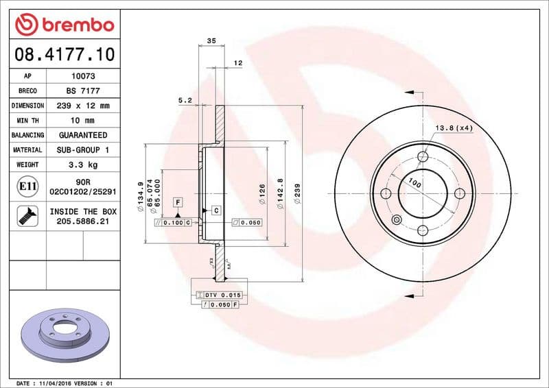 Brake Disc PRIME LINE 08.4177.10 - image 3