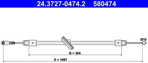 Cable Pull, parking brake 24.3727-0474.2 - image 2
