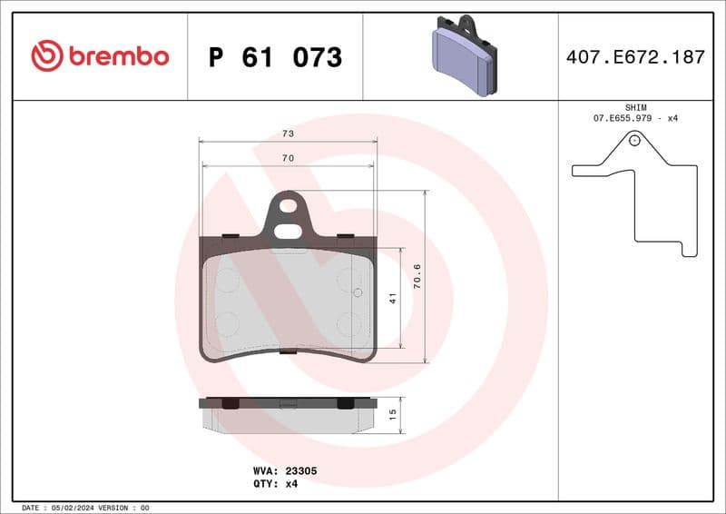 Brake Pad Set, disc brake PRIME LINE P61073 - image 3