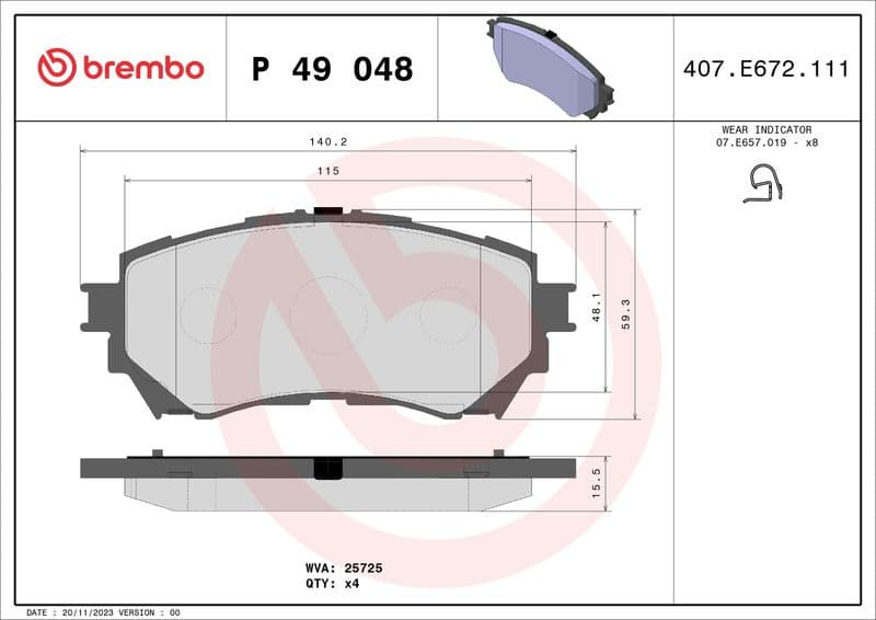 Brake pads front, Top Quality P49048 - image 3