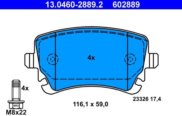 Brake Pad Set, disc brake 13.0460-2889.2 - image 2