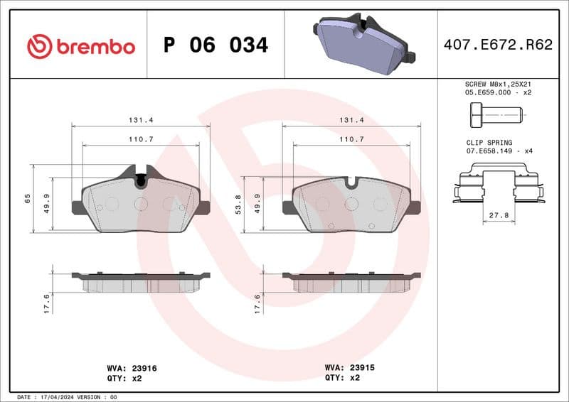 Brake Pad Set, disc brake XTRA LINE P06034X - image 3