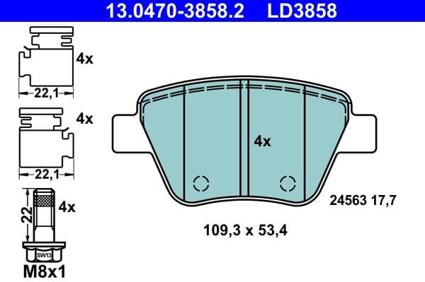 Brake Pad Set, disc brake ATE Ceramic 13.0470-3858.2 - image 2