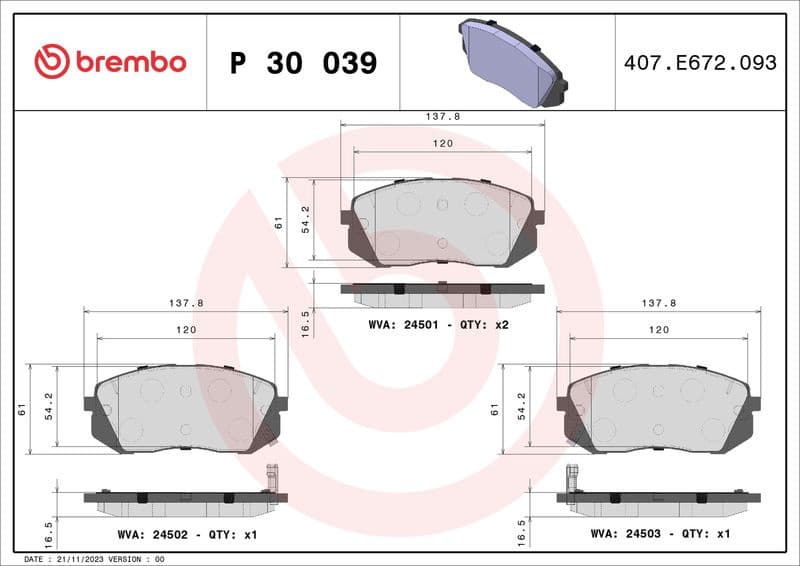Brake pads front, Top Quality P30039 - image 3