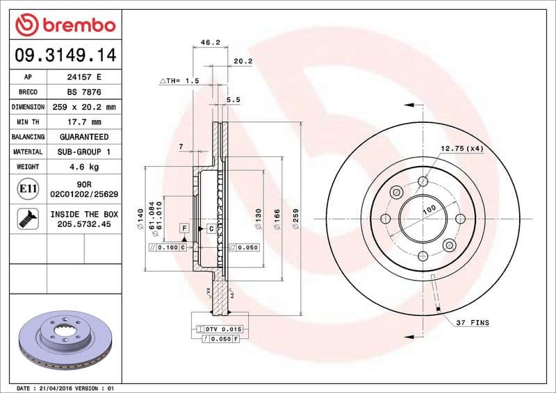 Brake Disc PRIME LINE 09.3149.14 - image 3