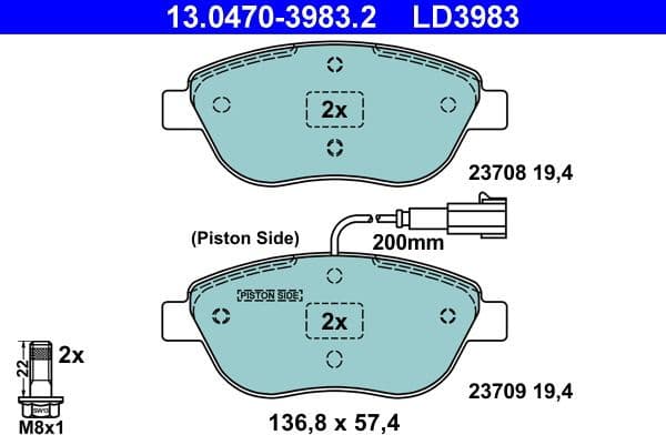 Brake Pad Set, disc brake ATE Ceramic 13.0470-3983.2 - image 3