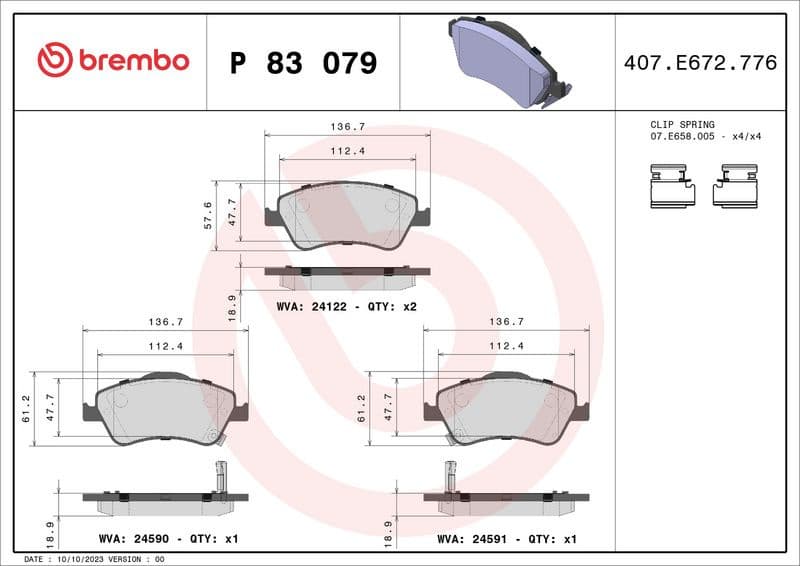 Brake pads front, Top Quality P83079 - image 3